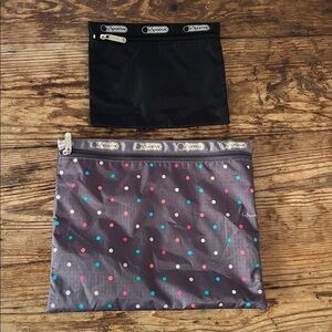 LeSportsac Black and Polka Dot Pouch Set